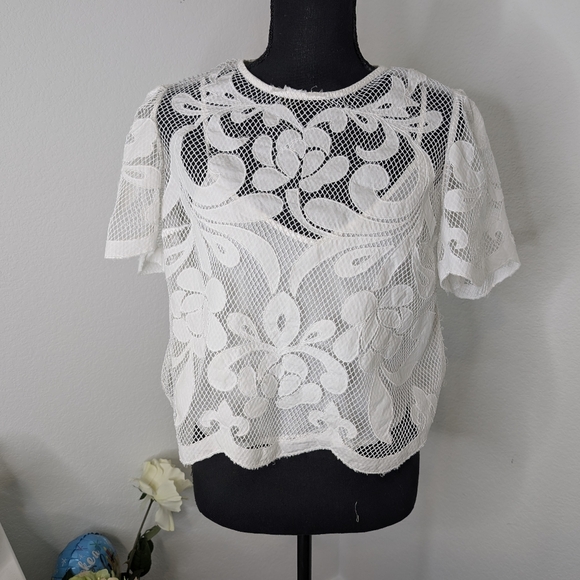 💘 NWOT Anthropologie Cutwork Lace Top - Picture 4 of 8